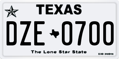 TX license plate DZE0700
