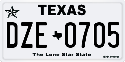 TX license plate DZE0705