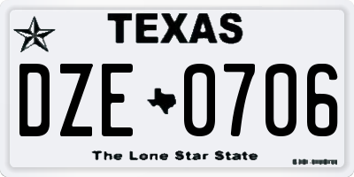 TX license plate DZE0706