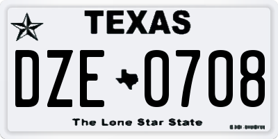 TX license plate DZE0708