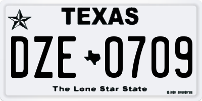 TX license plate DZE0709