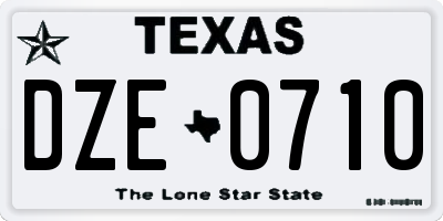 TX license plate DZE0710