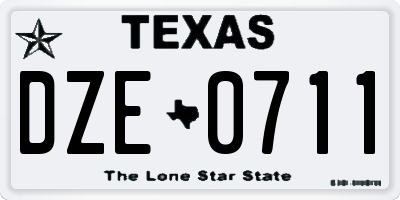 TX license plate DZE0711