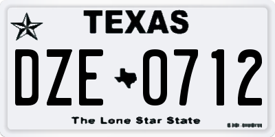 TX license plate DZE0712