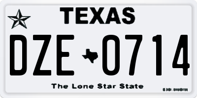 TX license plate DZE0714