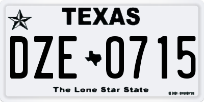 TX license plate DZE0715