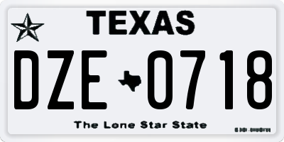 TX license plate DZE0718