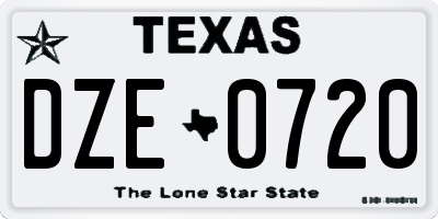 TX license plate DZE0720