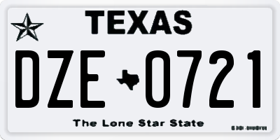 TX license plate DZE0721