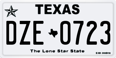 TX license plate DZE0723