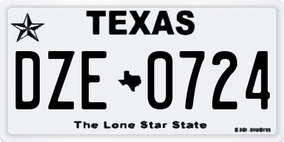 TX license plate DZE0724