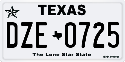 TX license plate DZE0725