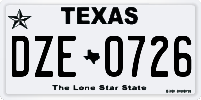 TX license plate DZE0726