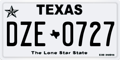 TX license plate DZE0727