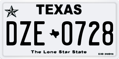 TX license plate DZE0728