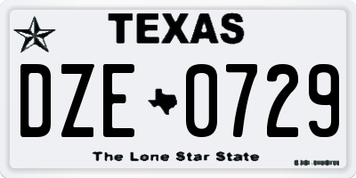 TX license plate DZE0729
