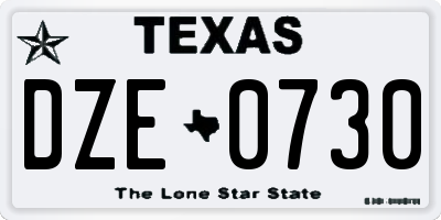 TX license plate DZE0730