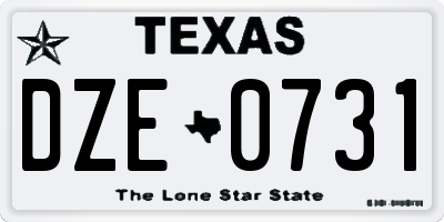 TX license plate DZE0731