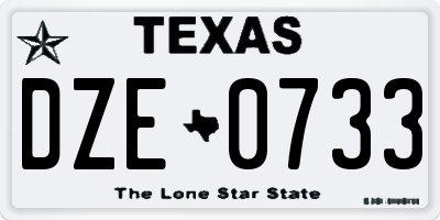 TX license plate DZE0733