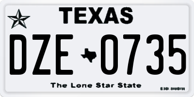 TX license plate DZE0735
