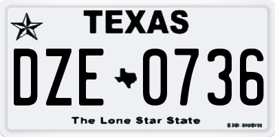 TX license plate DZE0736