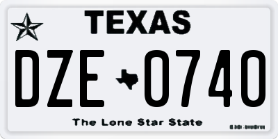 TX license plate DZE0740