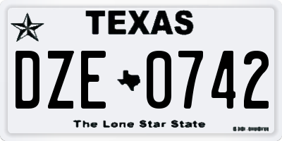 TX license plate DZE0742