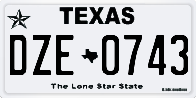 TX license plate DZE0743