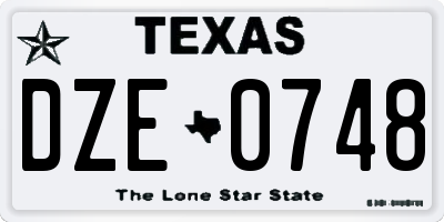TX license plate DZE0748