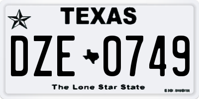 TX license plate DZE0749
