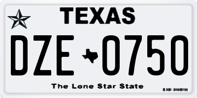 TX license plate DZE0750