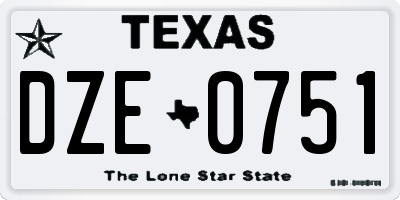 TX license plate DZE0751