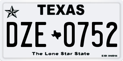 TX license plate DZE0752