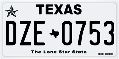 TX license plate DZE0753