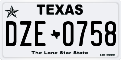 TX license plate DZE0758