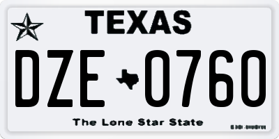 TX license plate DZE0760