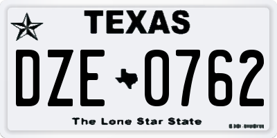 TX license plate DZE0762