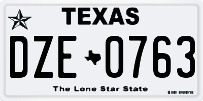 TX license plate DZE0763