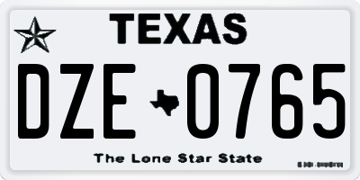 TX license plate DZE0765