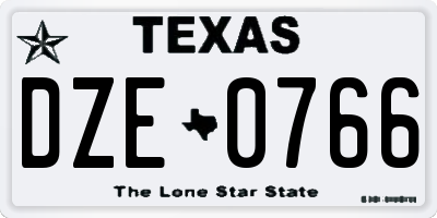 TX license plate DZE0766