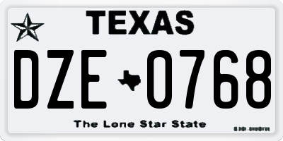 TX license plate DZE0768