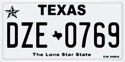TX license plate DZE0769
