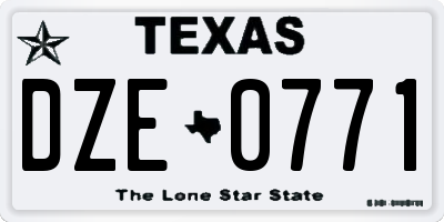 TX license plate DZE0771
