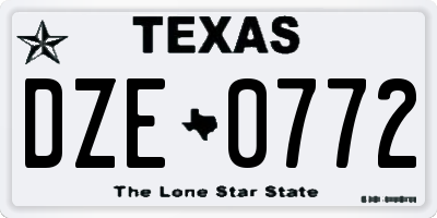 TX license plate DZE0772