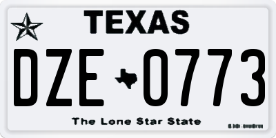 TX license plate DZE0773