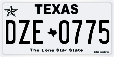 TX license plate DZE0775