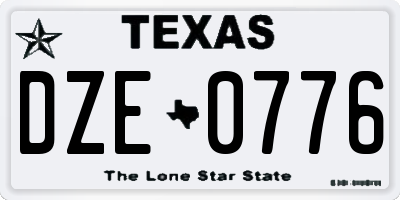 TX license plate DZE0776