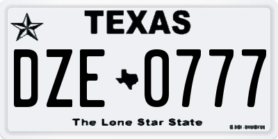 TX license plate DZE0777