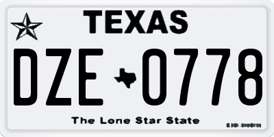 TX license plate DZE0778