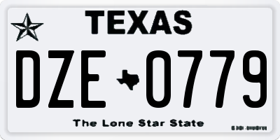 TX license plate DZE0779